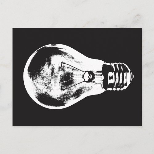 Black  White Light Bulb _ Postcard