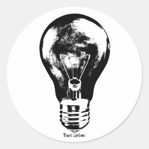 Black  White Light Bulb _ Sticker