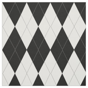 Black White Light Grey Argyle Pattern Fabric