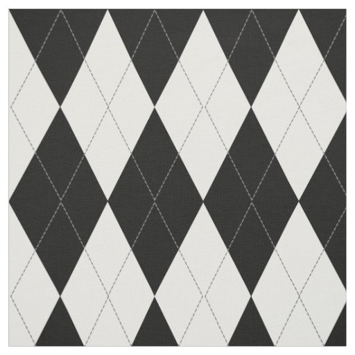 Black | White | Light Grey Argyle Pattern Fabric