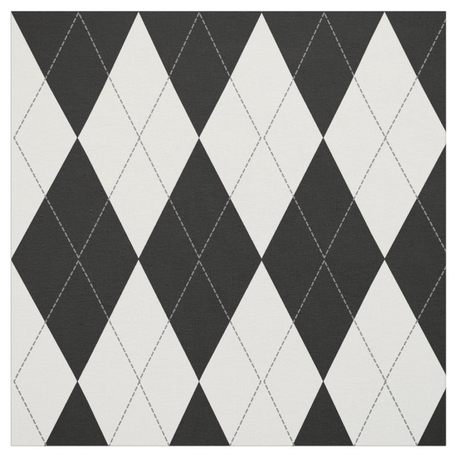Black | White | Light Grey Argyle Pattern Fabric (Swatch)