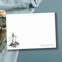 Black & White Lighthouse Nautical Sketch Wedding