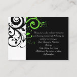 Black/White/Lime Green Swirl Wedding Insert Card