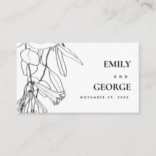 BLACK WHITE LINE DRAWING FLORAL WEDDING WEBSITE BUSINESS CARD