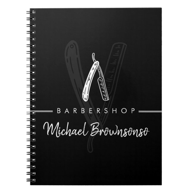 Black White Line Logo Brand Razor Barber Notebook