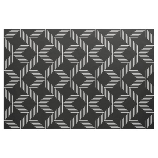 Black & white lines geometric pattern fabric