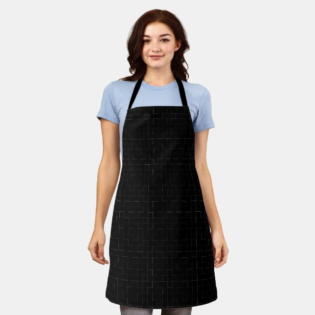 Black White Lines Geometric Patterns Abstract Cool Apron (Worn)