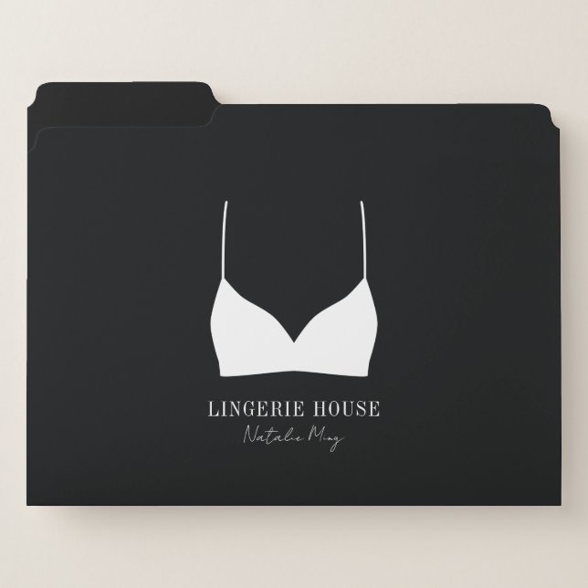 Black White Lingerie Boutique Logo File Folder (Front Left)