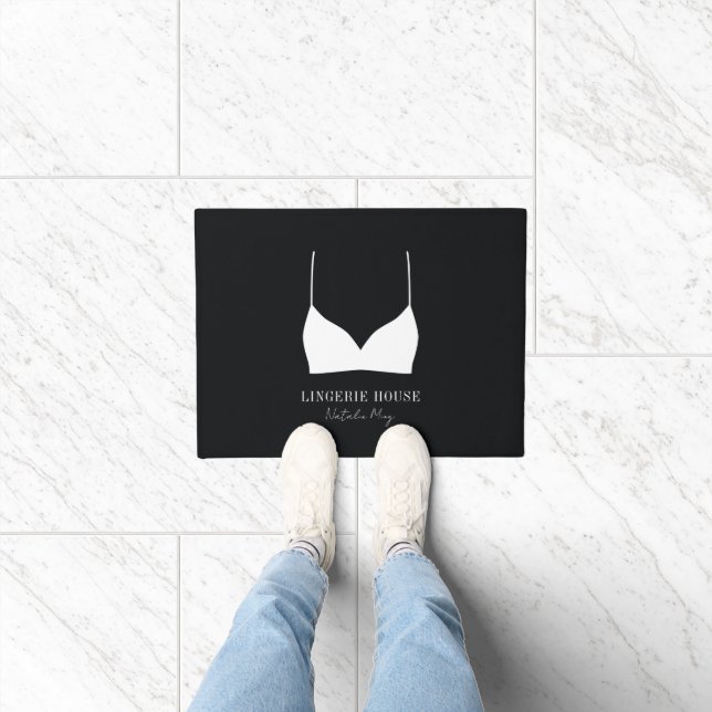 Black White Lingerie Boutique Logo Luxury Doormat (Indoor)