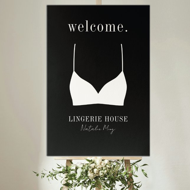 Black White Lingerie Boutique Logo Welcome Foam Board (Creator Uploaded)