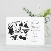 Black & White Lingerie Bridal Shower Invitations (Standing Front)