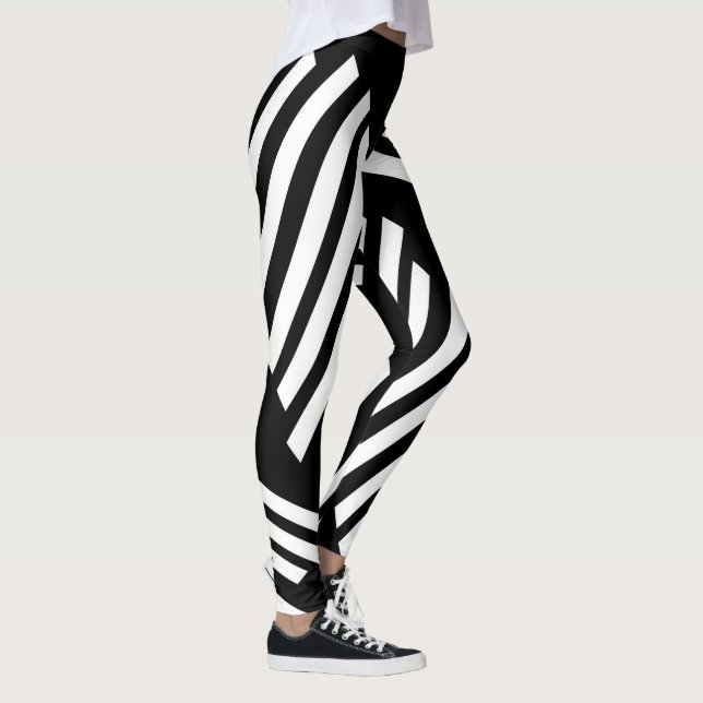 Black White lining leggings for womens (Right)