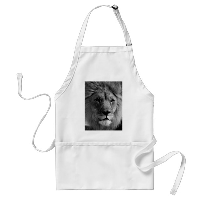 Black & White Lion Adult Apron (Front)