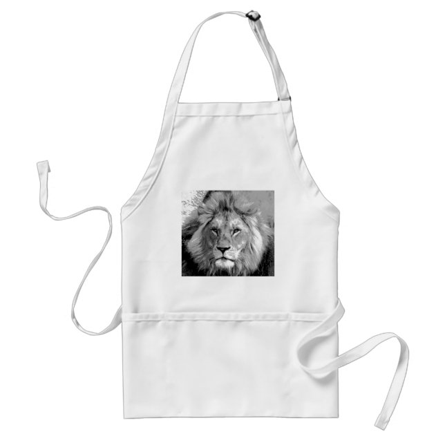 Black White Lion Adult Apron (Front)