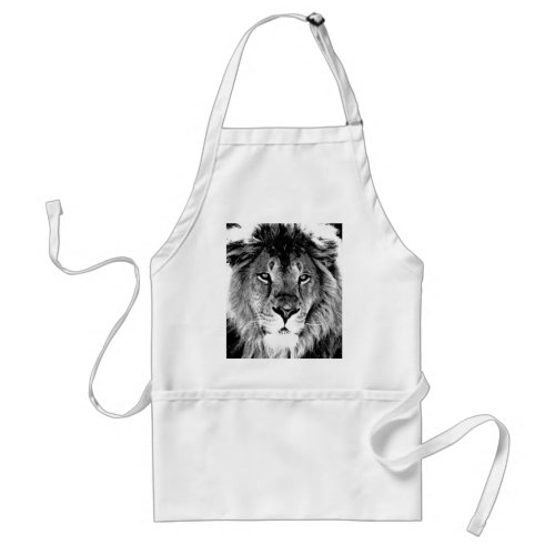 Black  White Lion Adult Apron