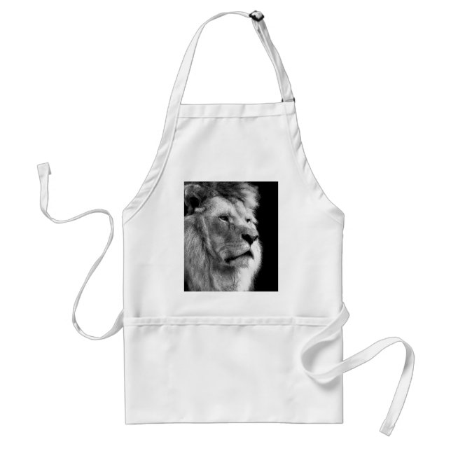 Black White Lion Adult Apron (Front)