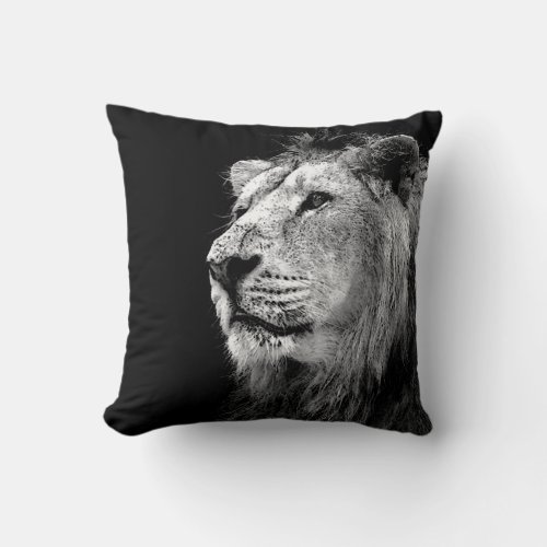 Black  White Lion American MoJo Pillow