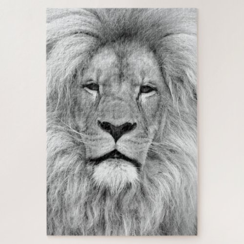 Black  White Lion _ Animals Art Jigsaw Puzzle