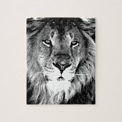 Black  White Lion _ Animals Art Jigsaw Puzzle