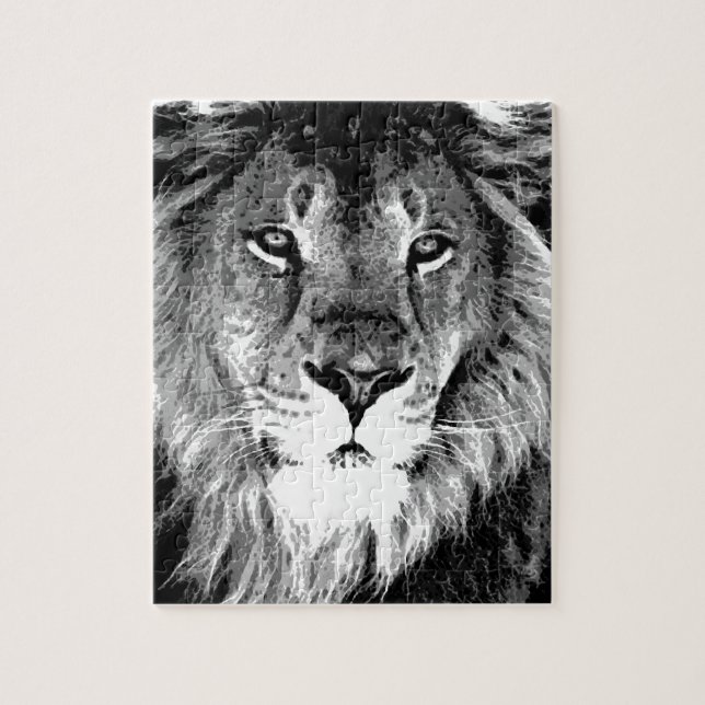 Black & White Lion - Animals Art Jigsaw Puzzle (Vertical)