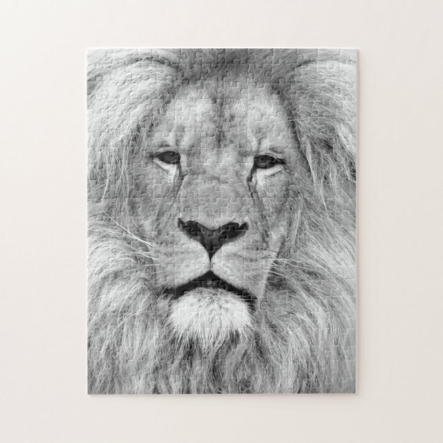 Black & White Lion - Animals Art Photo Jigsaw Puzzle (Vertical)