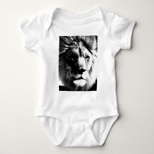 Black  White Lion Baby Bodysuit