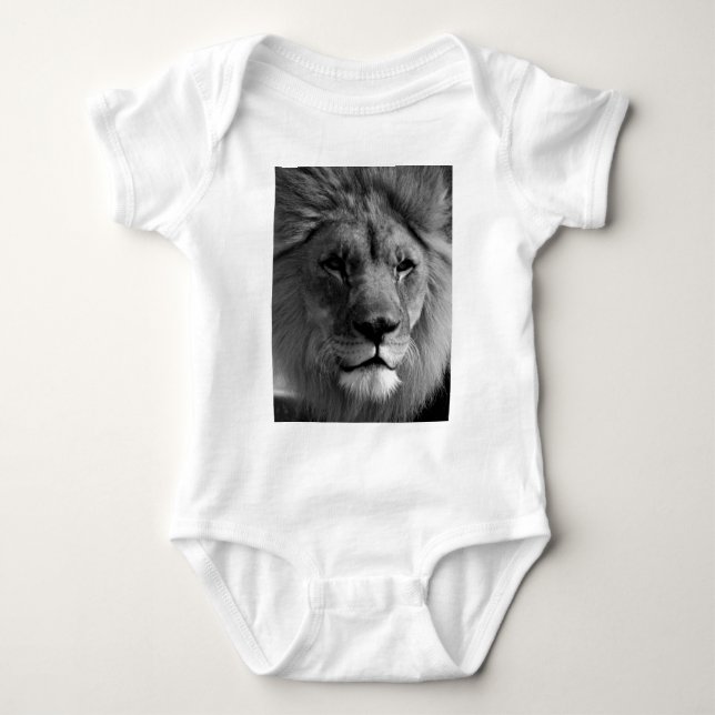 Black & White Lion Baby Bodysuit (Front)