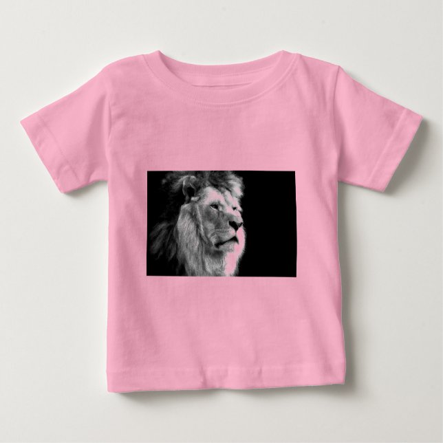Black White Lion Baby T-Shirt (Front)