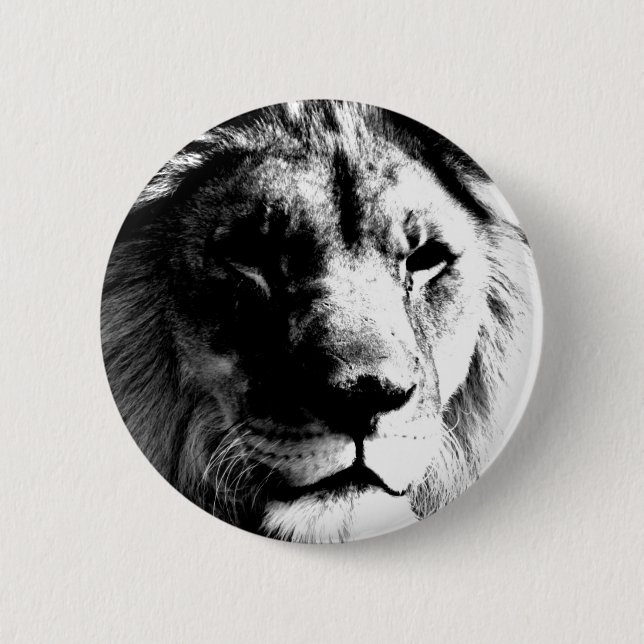 Black & White Lion Button (Front)