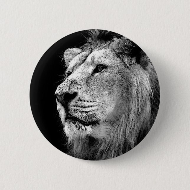 Black & White Lion Button (Front)