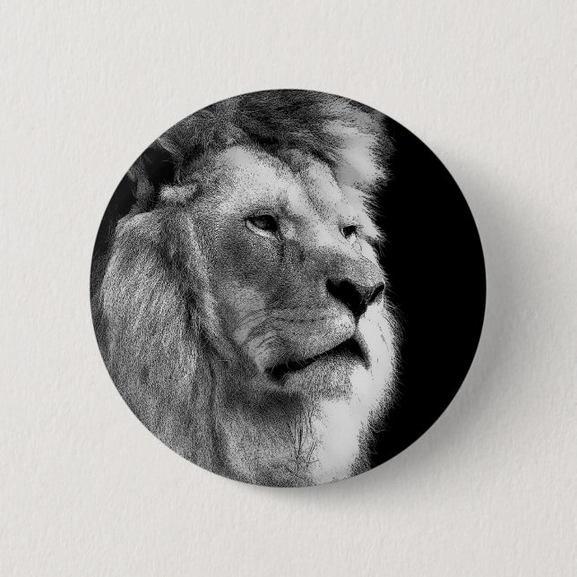 Black White Lion Button (Front)
