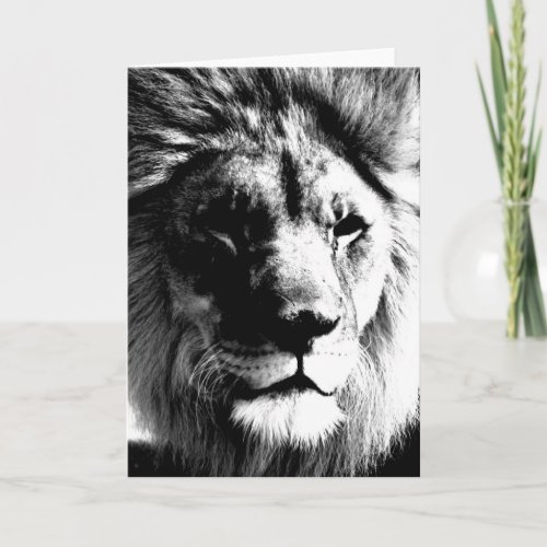 Black  White Lion Card