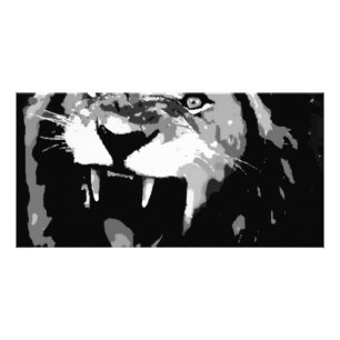 Black & White Lion Card