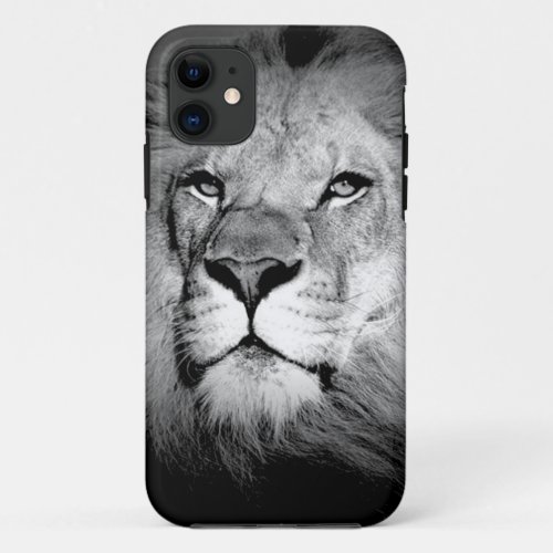 Black  White Lion iPhone 11 Case