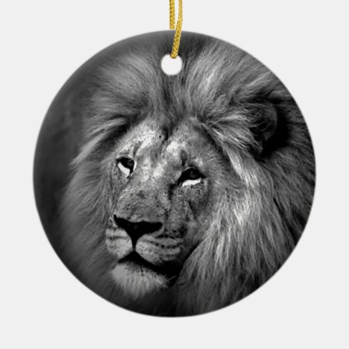 Black  White Lion Ceramic Ornament