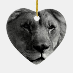 Black & White Lion Ceramic Ornament