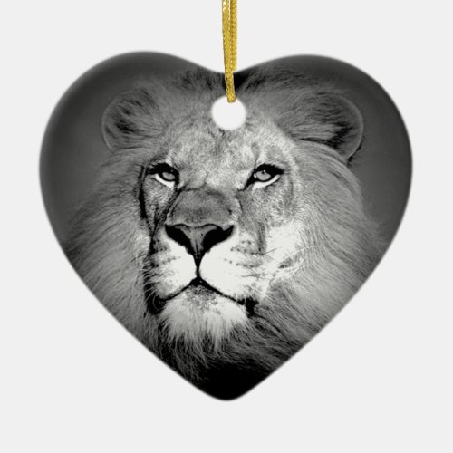 Black  White Lion Ceramic Ornament