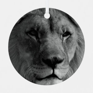 Black & White Lion Christmas Ornament