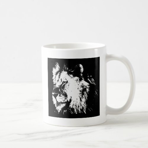 Black  White Lion Coffee Mug