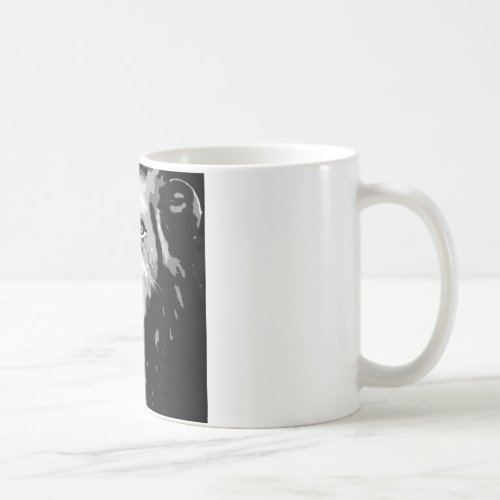 Black  White Lion Coffee Mug