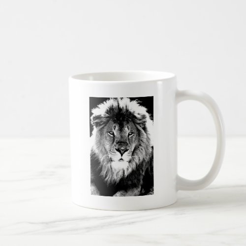 Black  White Lion Coffee Mug