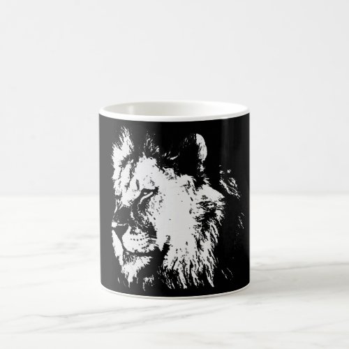 Black  White Lion Coffee Mug