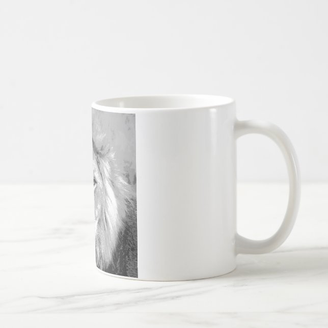 Black White Lion Coffee Mug (Right)