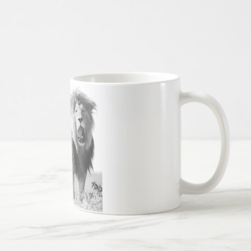 Black  White Lion Coffee Mug