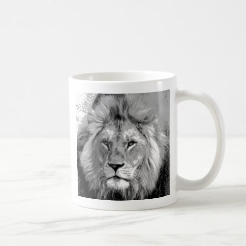 Black White Lion Coffee Mug