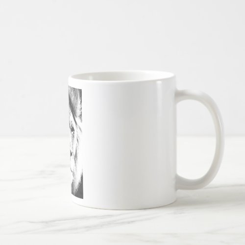 Black  White Lion Coffee Mug