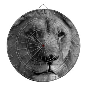 Black & White Lion Dartboard With Darts