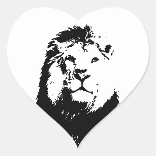 Black  White Lion Heart Sticker