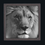 Black & White Lion Jewelry Box<br><div class="desc">Lion Digital Artwork - Lion Head Computer Animal Art  - Wild Big Cats Computer Images</div>