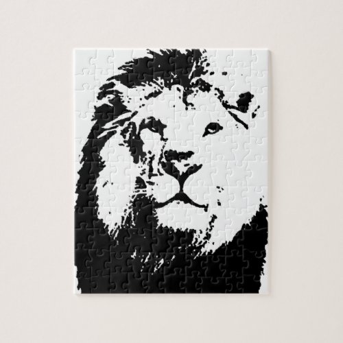 Black  White Lion Jigsaw Puzzle